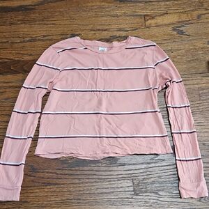 Cropped Pink Stripped Long-Sleeve Top / Size M